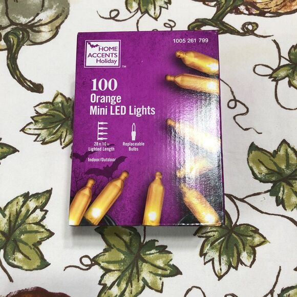 Home Accent Holiday 100 Orange Mini Elongated LED Lights Halloween Christmas - Picture 2 of 9